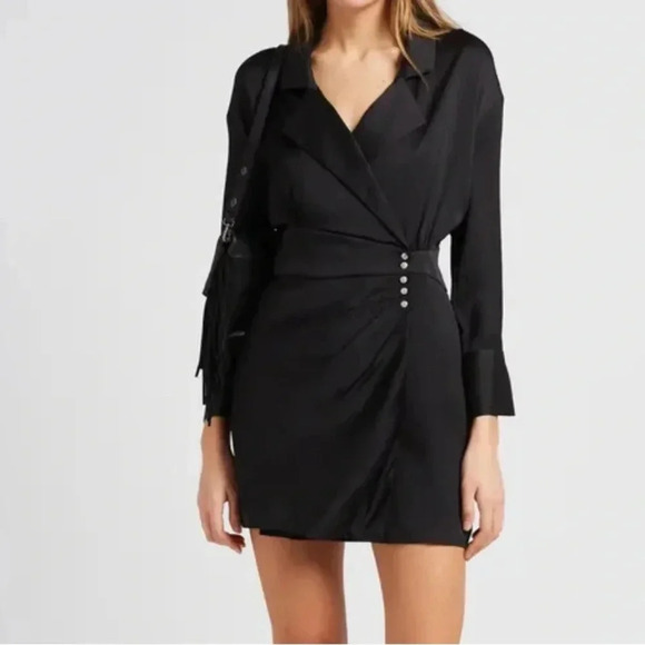 ba&sh wrap around black mini dress size M - Picture 1 of 16